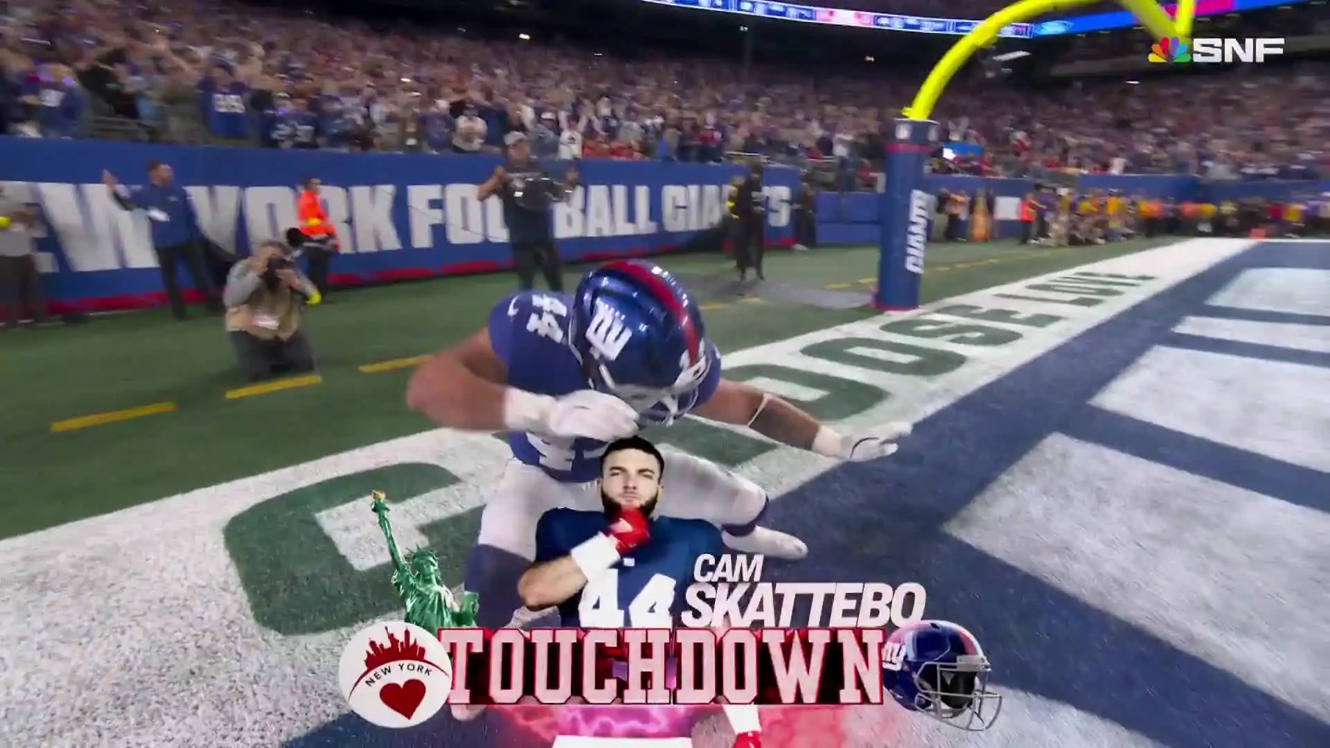 New York Giants - Cam Skattebo backflip touchdown celebration ...